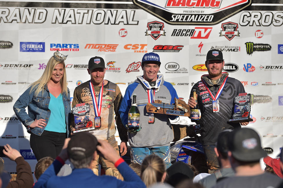 Walker Fowler (center), Cole Richardson (right) and Jarrod McClure (left) rounded out your VP Racing Fuels Big Buck GNCC top three overall.