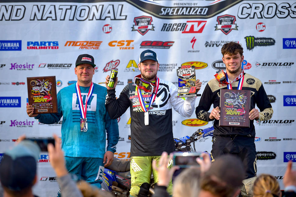 Drew Landers (center), Jordan Poplaskie (left) and Brandon Frazier (right) made up the XC2 Pro-Am top three. 