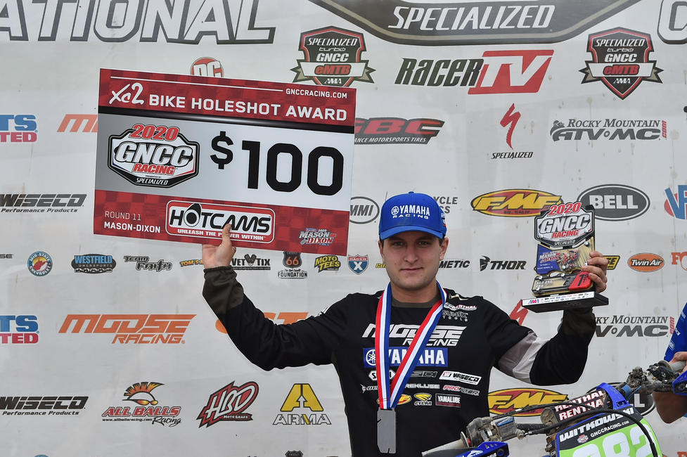 Mike Witkowski (AmPro Yamaha) grabbed the XC2 holeshot before earning the XC2 class win at the Parts Unlimited Mason-Dixon GNCC. Photo: Ken Hill