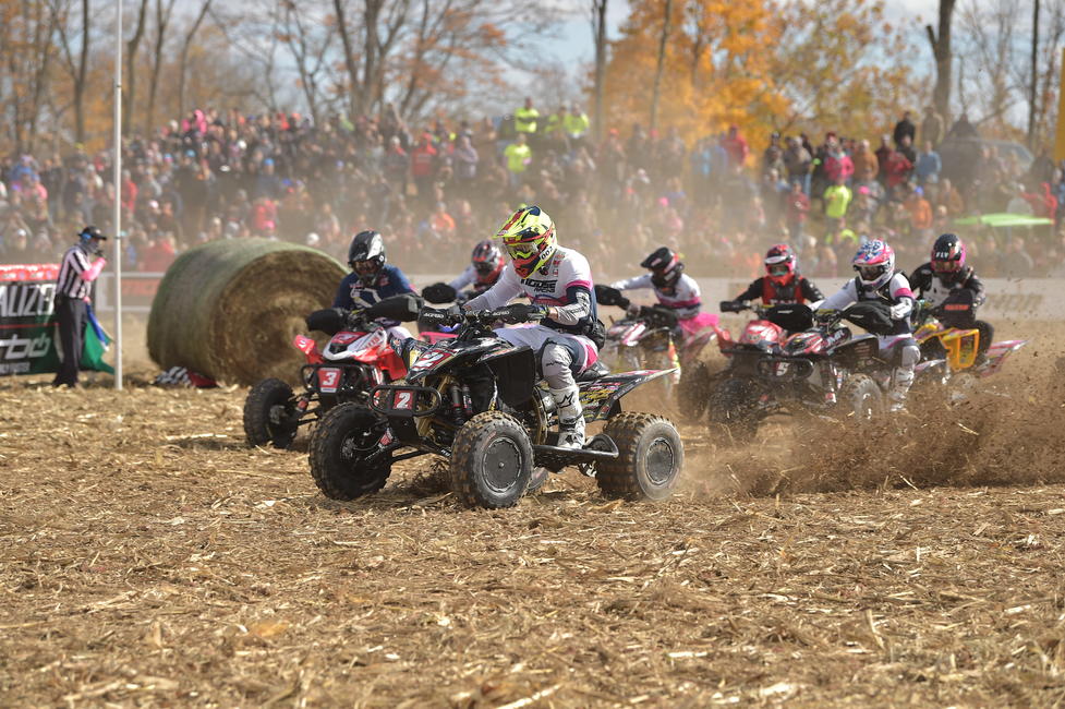 Brycen Neal (CST/Houser Racing/Waynesburg Yamaha) grabbed the All Balls Racing Holeshot Award, and never looked back. Photo: Ken Hill