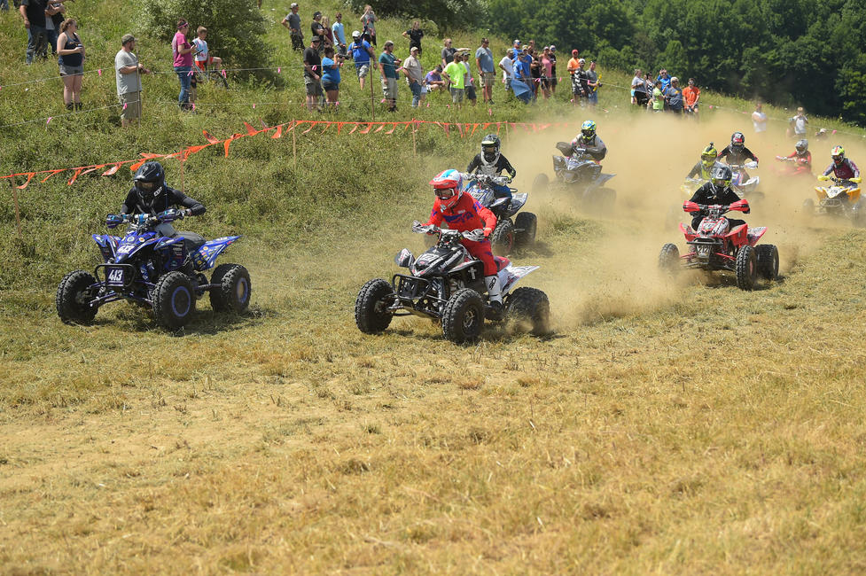 Dominick getting a great jump off the line grabbing the holeshot and early lead. Photo: Ken Hill