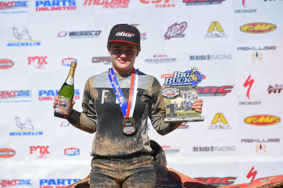 Hannah Hunter clinched the 2021 Big Buck GNCC WXC ATV class win. Photo: Ken Hill