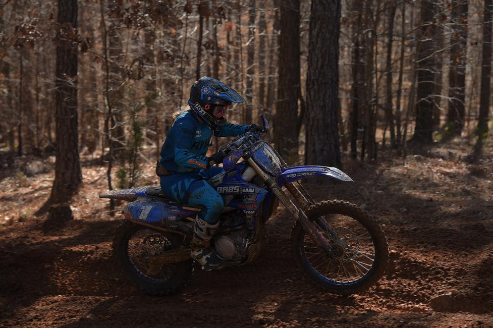 BABS Racing Yamaha's Becca Sheets worked her way through the pack to earn second in the WXC class on Sunday. Photo: Ken Hill