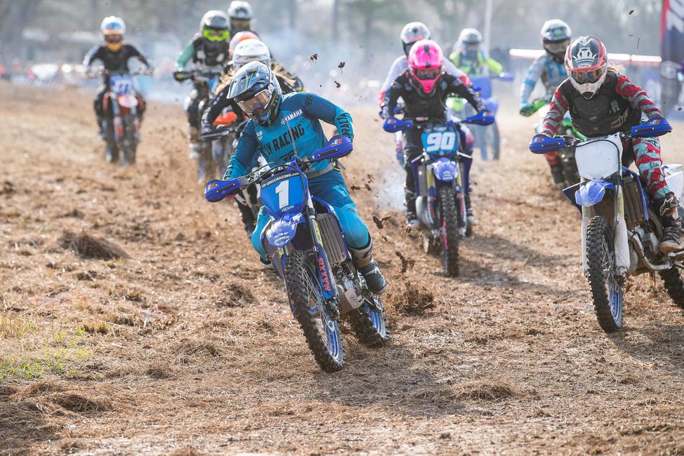 Becca Sheets (BABS Racing Yamaha) grabbed the $100 Trail Jesters WXC Holeshot Award on Sunday. Photo: Mack Faint