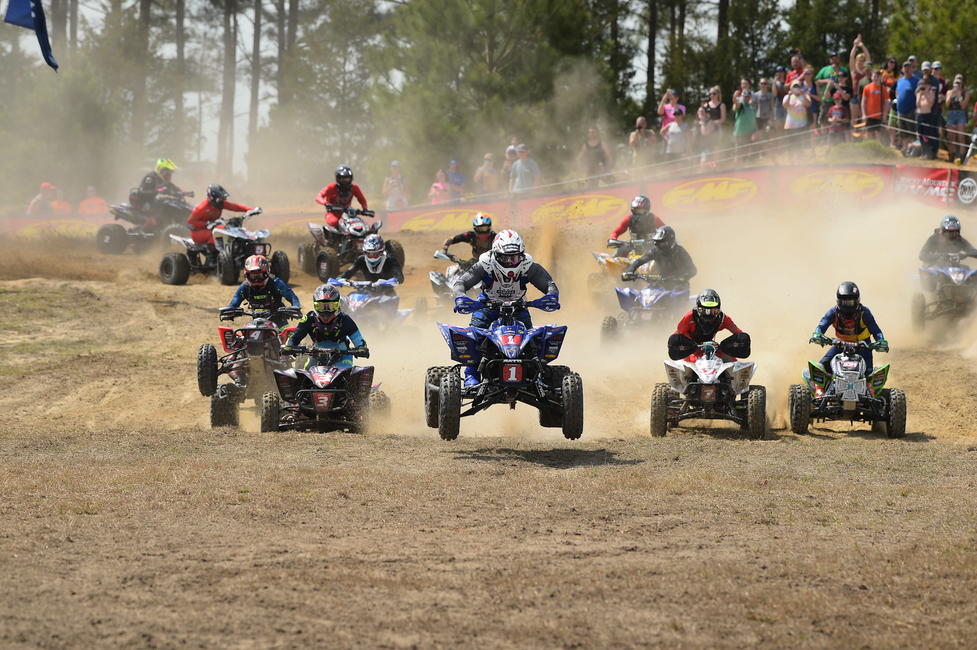 Walker Fowler (WFR/GBC Tires/Fly Racing/Yamaha) grabbed the $100 All Balls Racing XC1 Holeshot Award, before going on to take his third-straight overall win of the season. Photo: Ken Hill