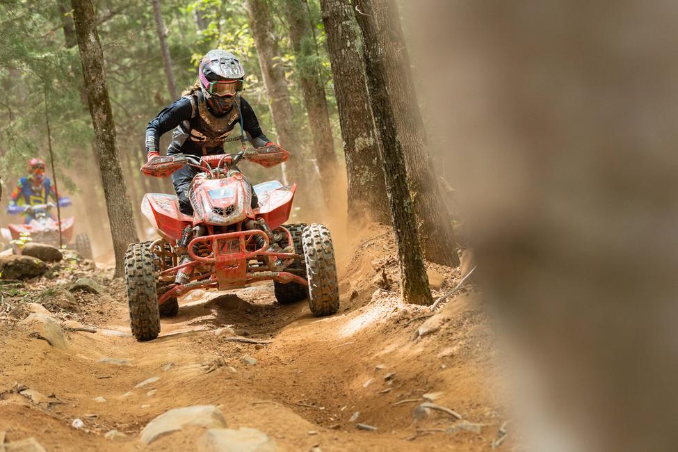 Hannah Hunter (Hannah Hurricane Hunter/OBOR Tires/Fly Racing) clinched her second WXC class win of the year Saturday at Tiger Run. Photo: Mack Faint