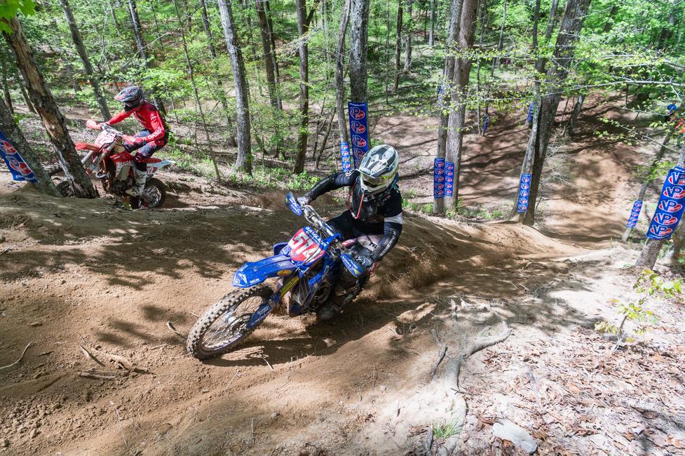 Steward Baylor (AmPro Yamaha) and Ricky Russell (Coastal GASGAS Factory Racing) battling for the lead. Photo: Mack Faint