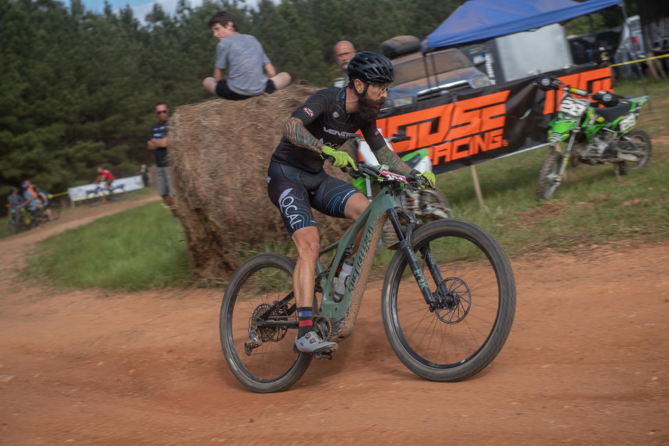 Nick Mackie (SPE) grew up racing dirt bikes, including national motocross, but made a smooth transition to eMTB racing. The Specialized rider was second in the XC1 Pro class behind Mullins. Photo: Shan Moore