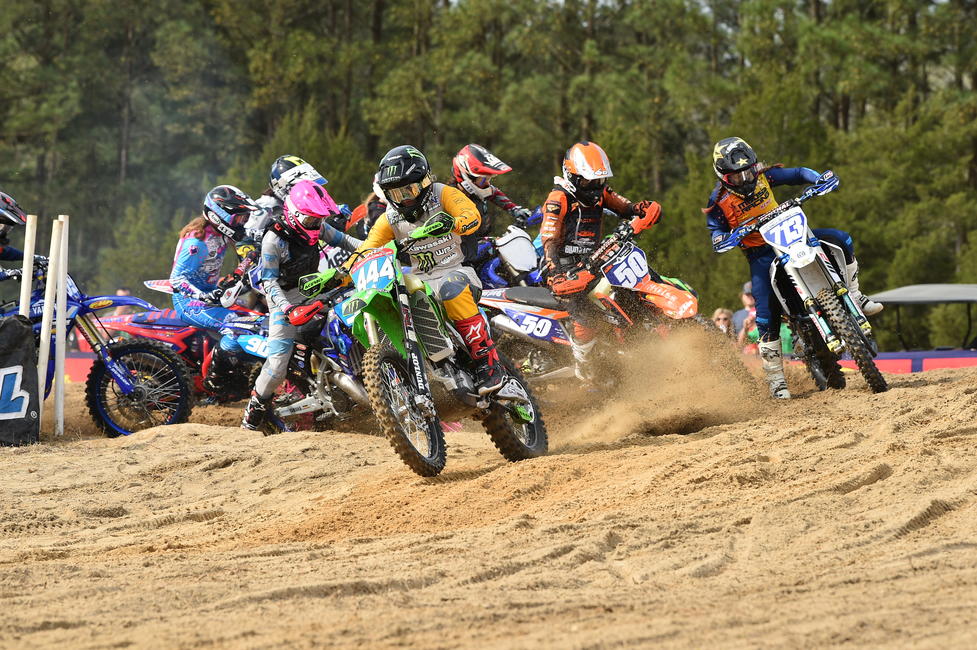 Steede grabbing the $100 Trail Jesters WXC holeshot award at Camp Coker. Photo: Ken Hill