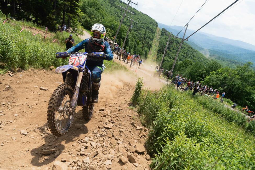 Steward Baylor (AmPro Yamaha) battled throughout the three-hour race, earning second at this 2021 Snowshoe GNCC. Photo: Mack Faint