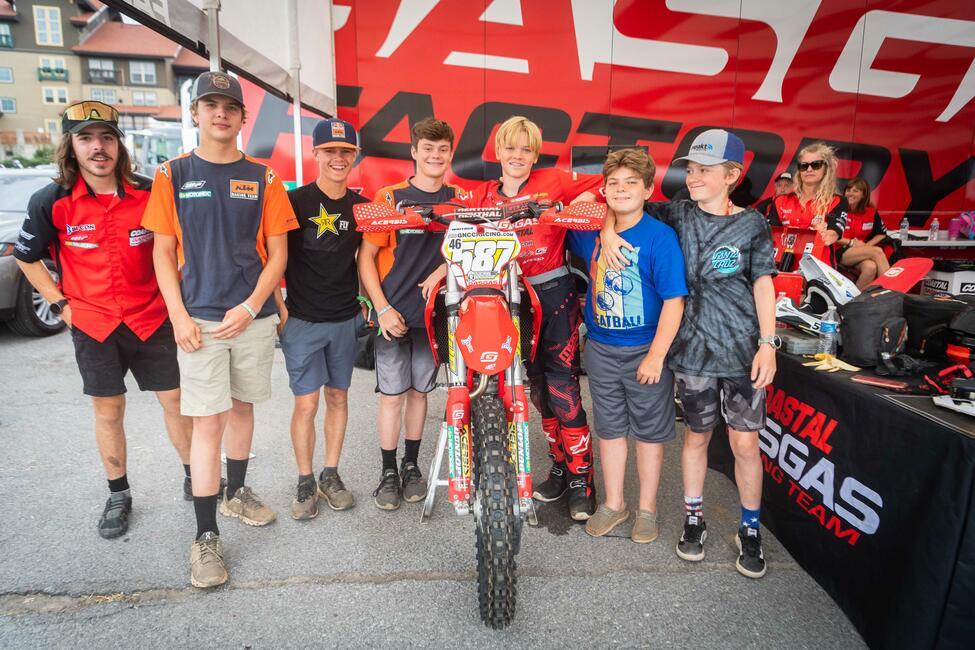 Lane Whitmer at Snowshoe with a group of friends before the race. Photo: Mack Faint