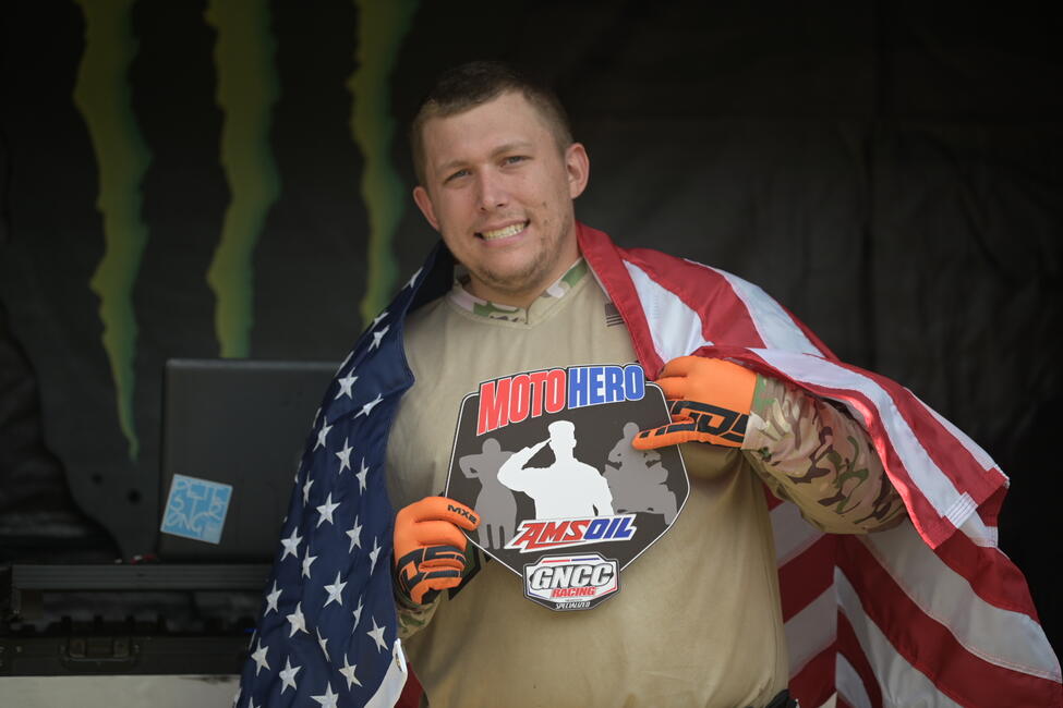 Donny Griffith was honored as the AMSOIL Moto Hero this weekend. Photo: Ken Hill