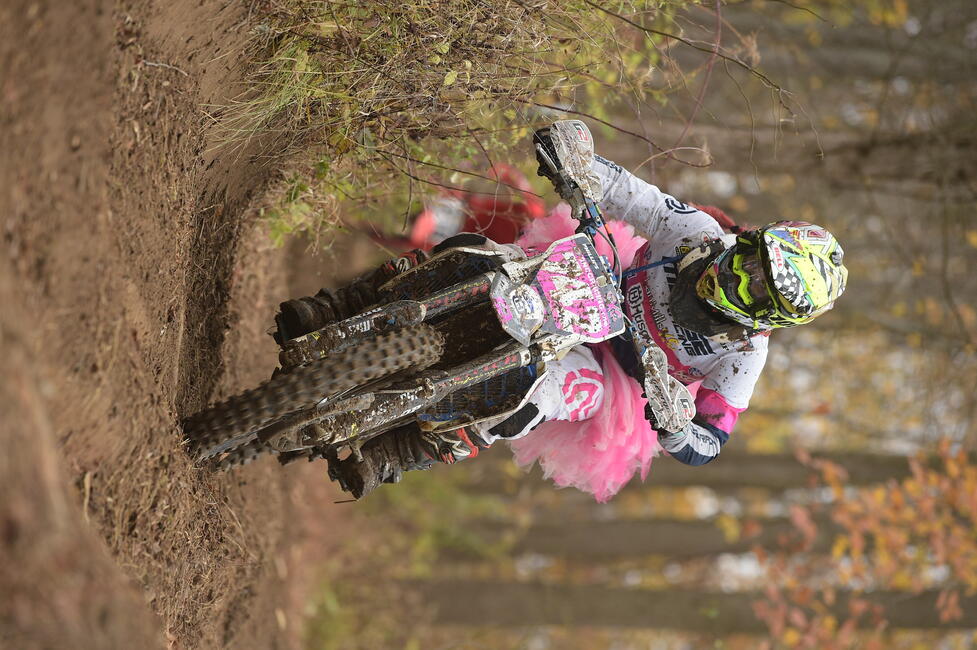 Pink backgrounds and attire are encouraged, as background codes are relaxed for this weekend's Ironman GNCC. Photo: Ken Hill