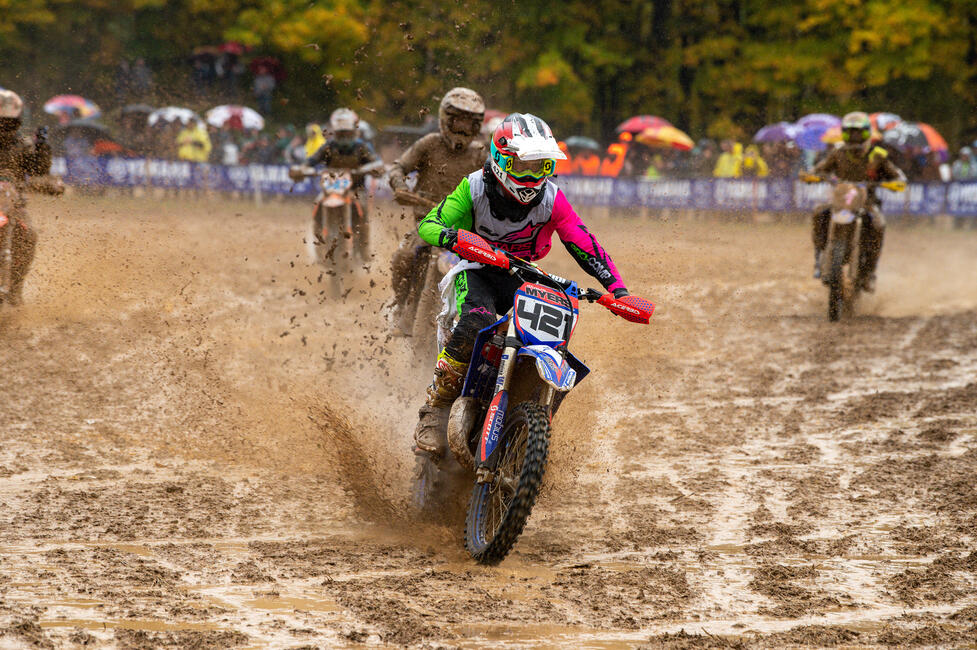 Shawn Myers Jr. earned the FMF XC3 class win in the muddy conditions. Photo: Ken Hill
