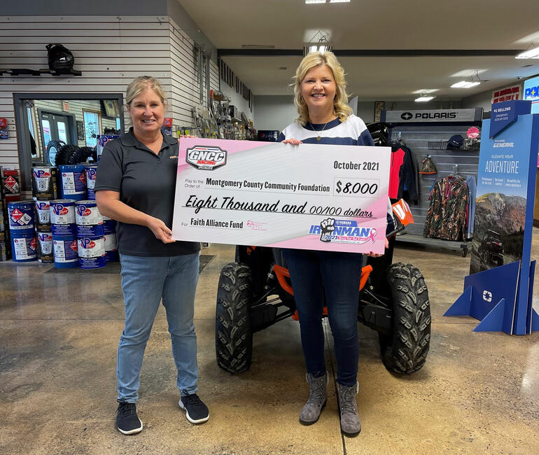 GNCC Racing and its partners raised $8,000 in support of breast cancer care in Montgomery County. Photo: Courtesy Tom's Marine Sales & Services