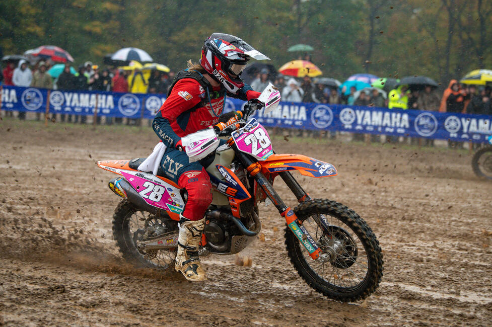 Pink backgrounds and attire were out in full-force at the Ironman GNCC event. Photo: Ken Hill