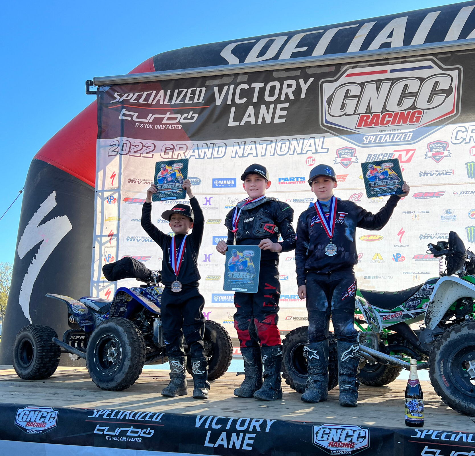 Kody Buckhannon (center), Stratton Weddle (right) and JP Pickens Jr. (left) rounded out the top three Micro ATV finishers.