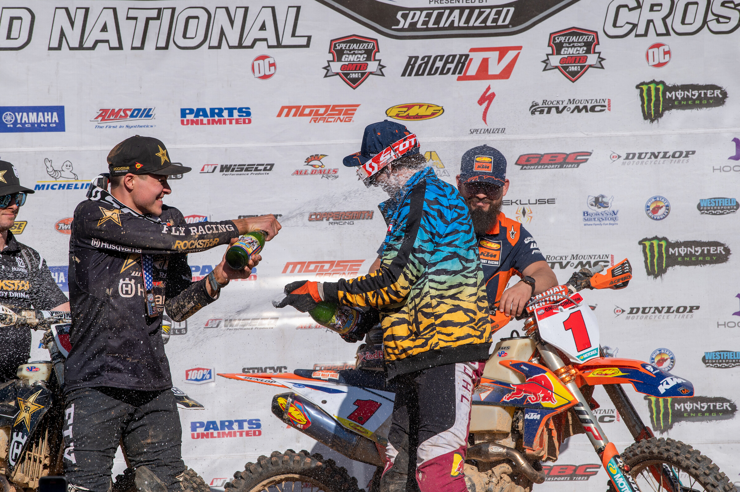 Champagne showers at Tiger Run.