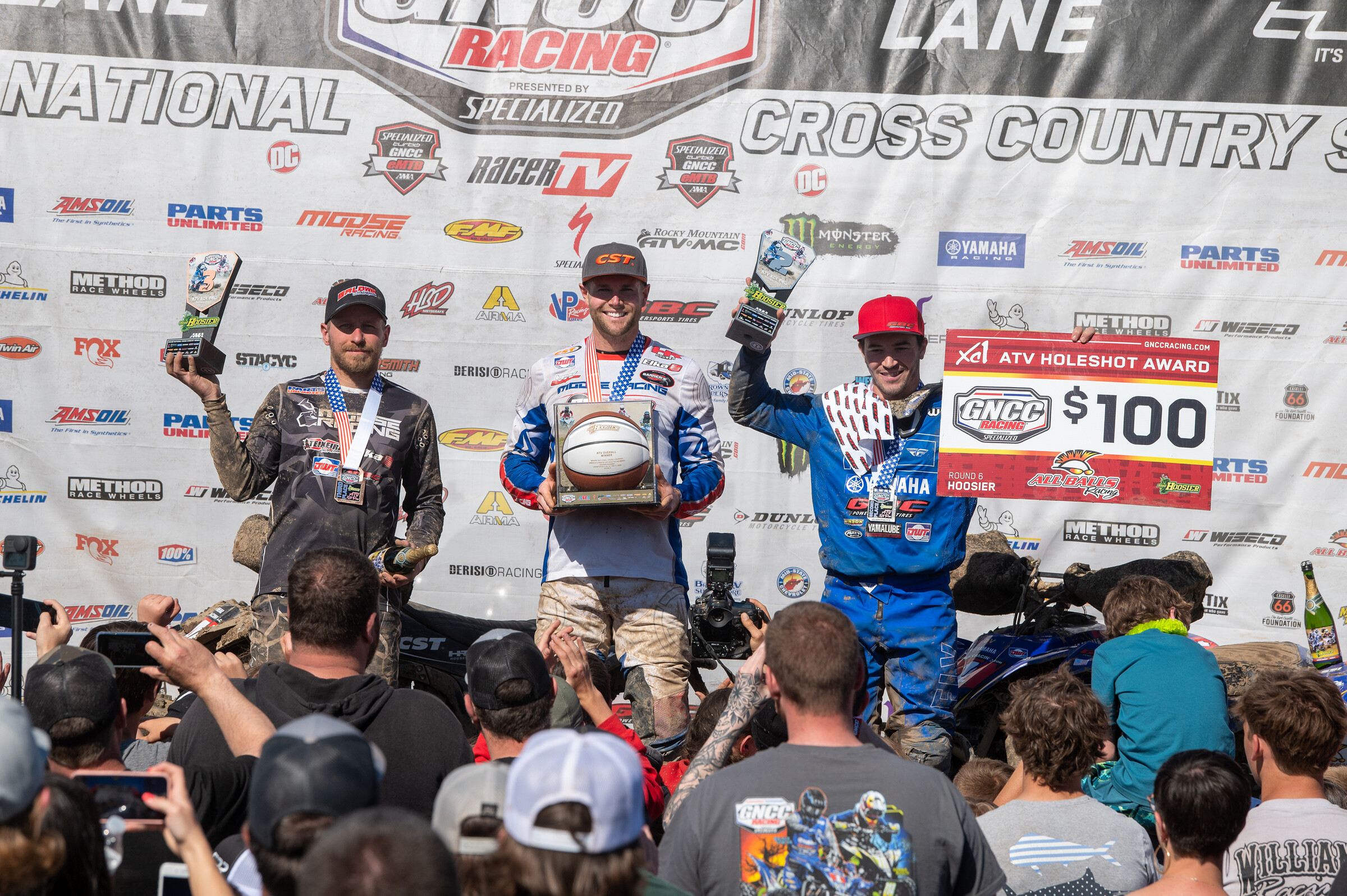 Brycen Neal (center), Walker Fowler (right) and Jarrod McClure (left) rounded out the Hoosier top three overall finishers.