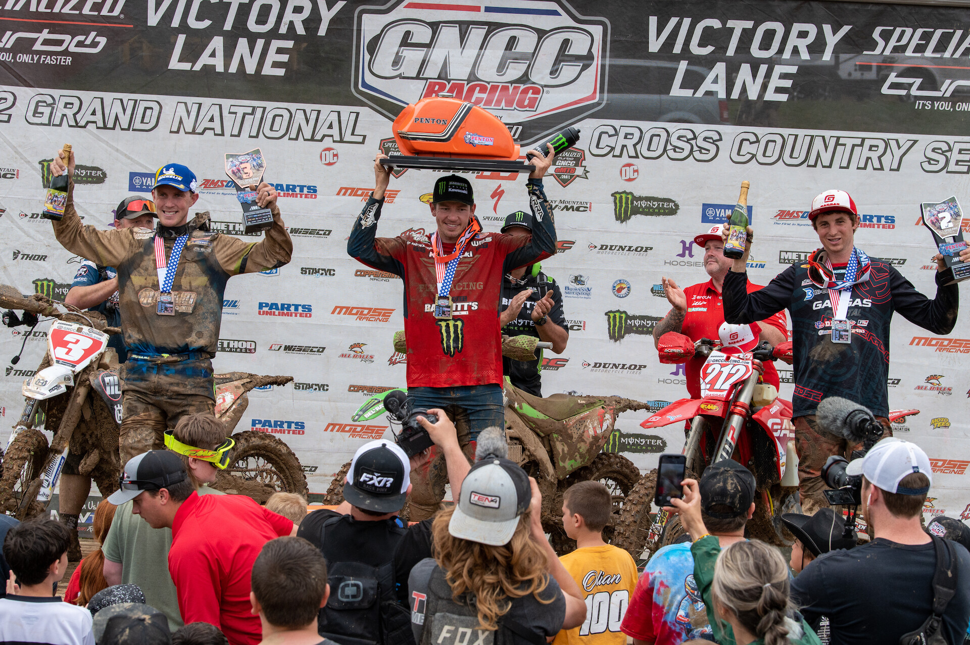 Josh Strang (center), Ricky Russell (right) and Jordan Ashburn (left) rounded out The John Penton top three overall.
