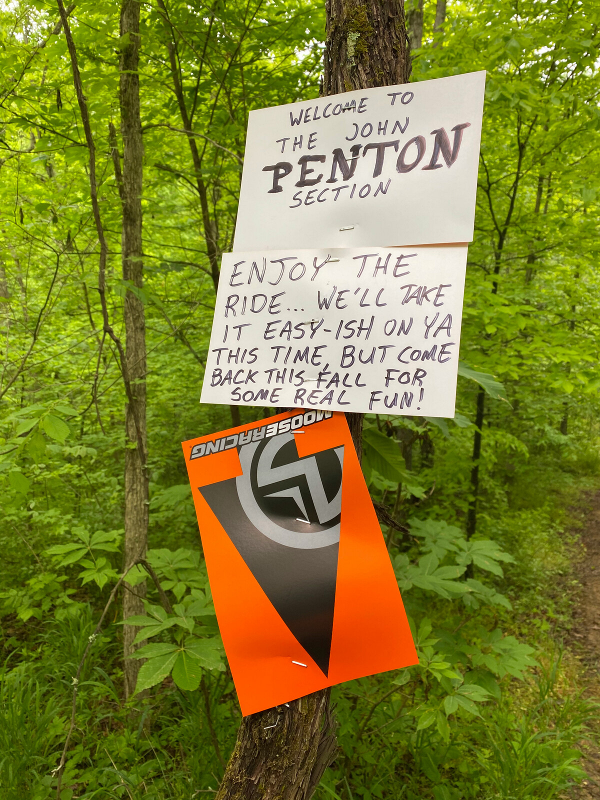 This was the message heading into The John Penton Section...