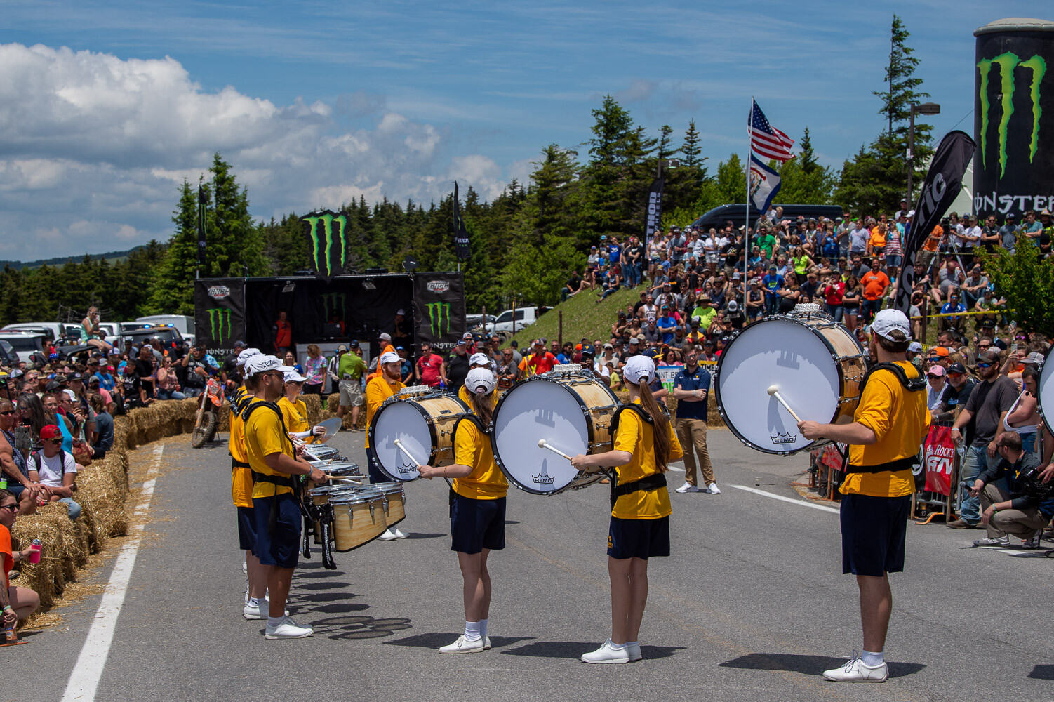 The Pride of West Virginia, WVU Mountaineer Marching Band will be onsite at the start of the races atop Snowshoe Mountain.