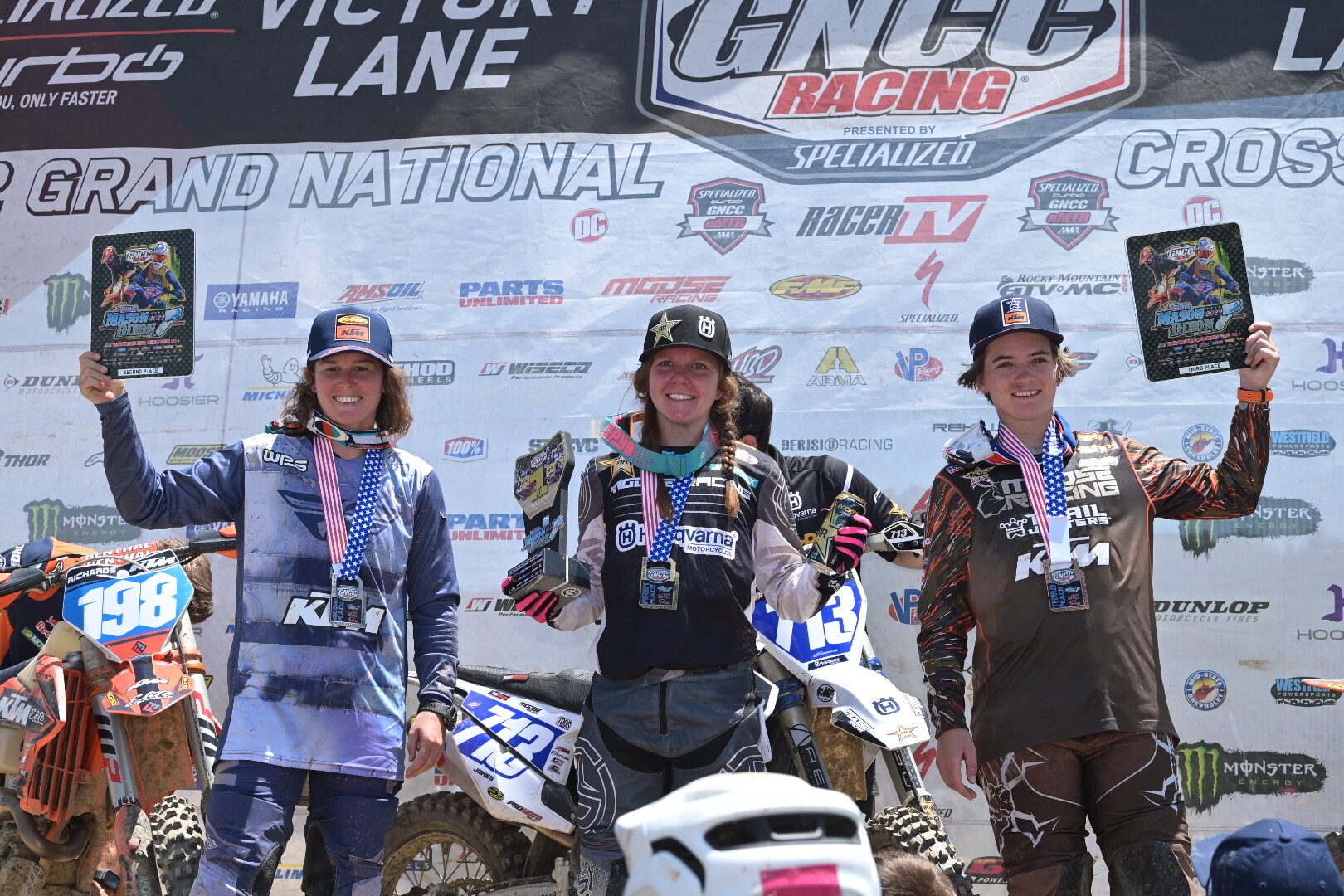 Tayla Jones (center) earned the WXC class win followed by Brandy Richards (left) and Korie Steede (right).