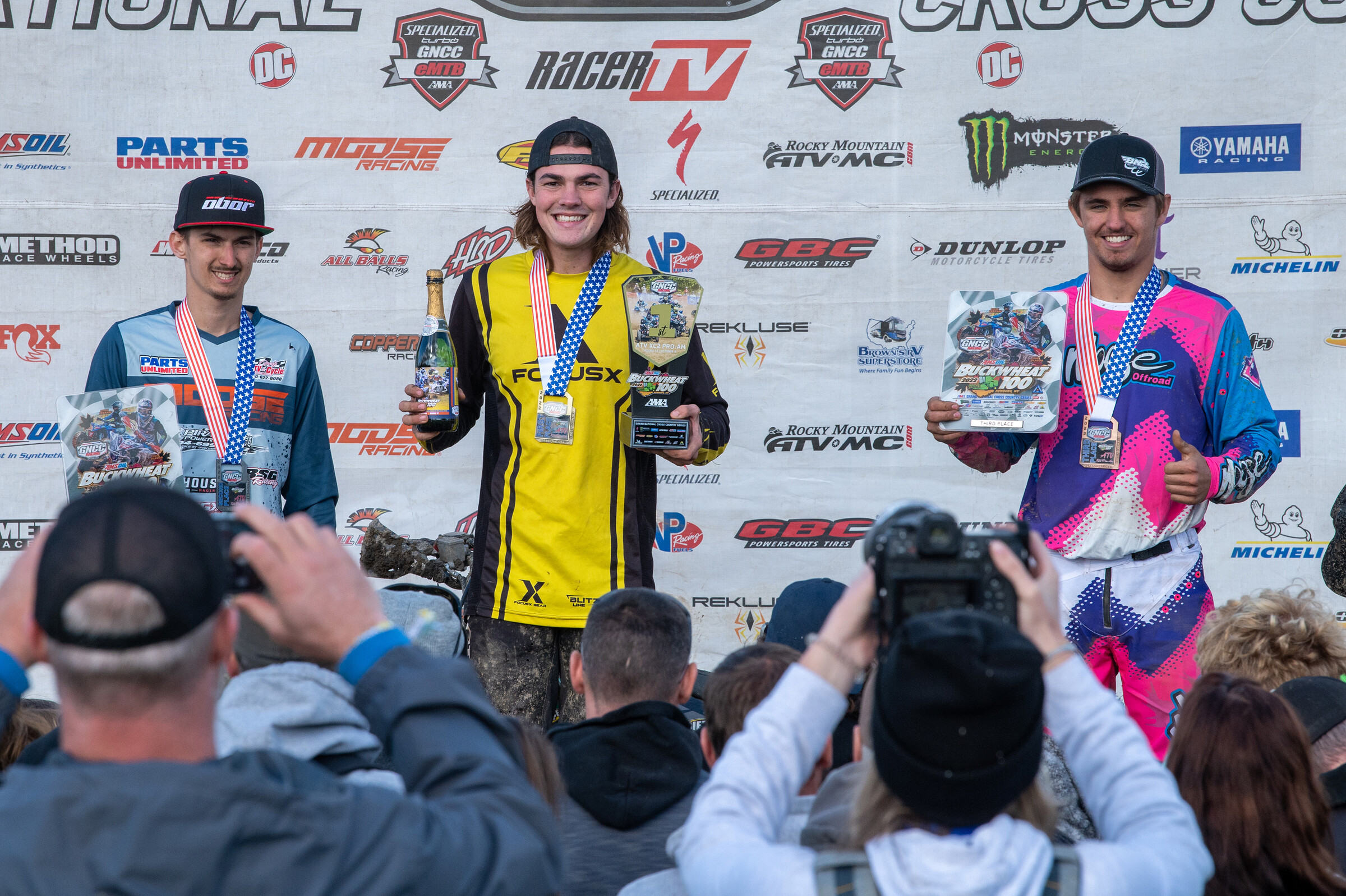 Wyatt Wilkin (center), Branden Owens (left) and Steve Harrell (right) rounded out the XC2 Pro-Am top three finishers.