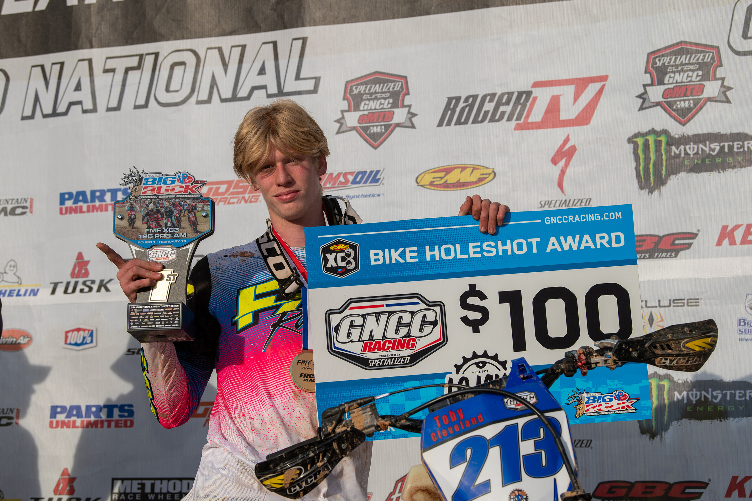 Toby Cleveland grabbed the FMF XC3 holeshot and class win at Big Buck.