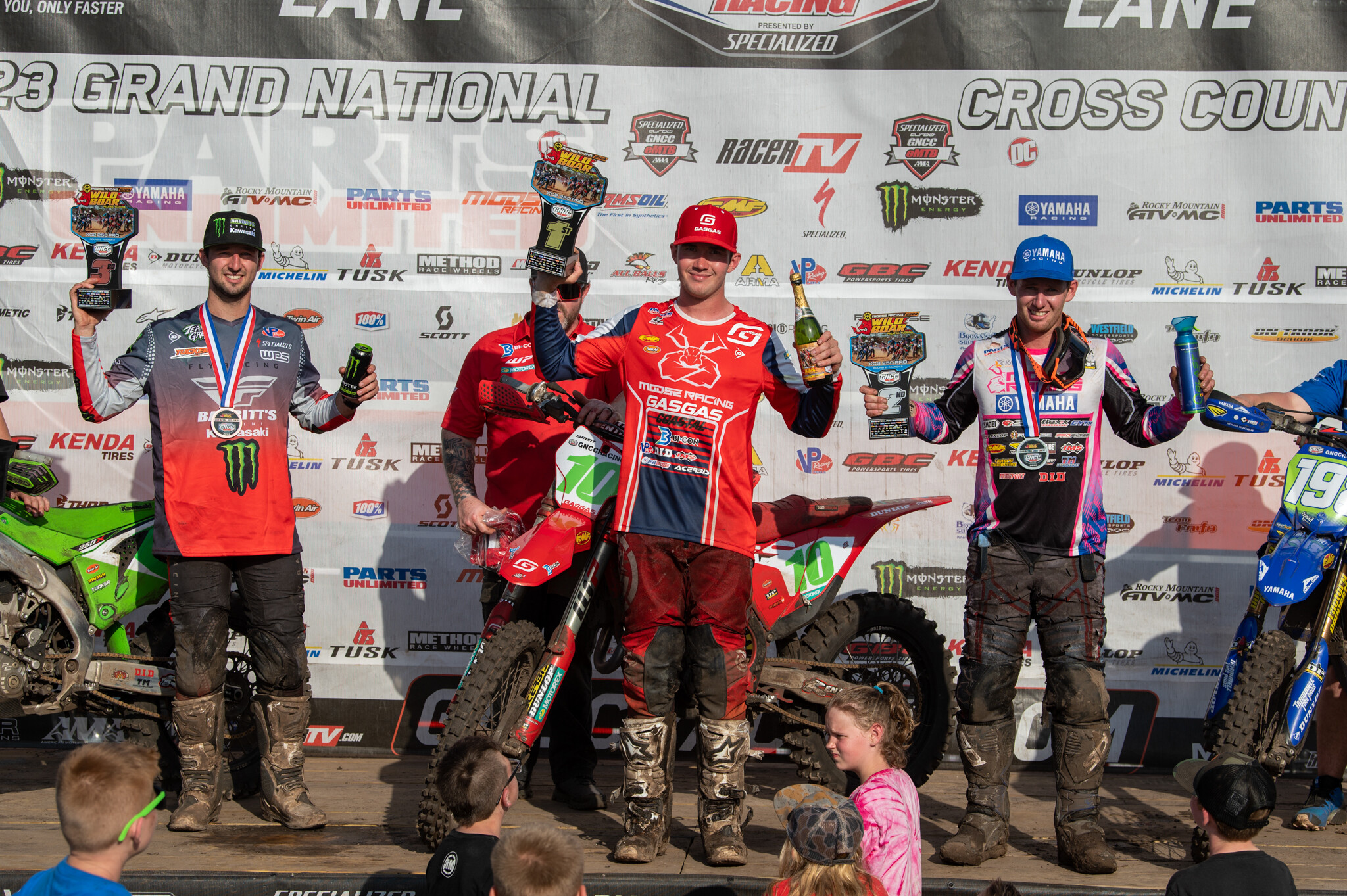 Lafferty atop the XC2 250 Pro class podium.