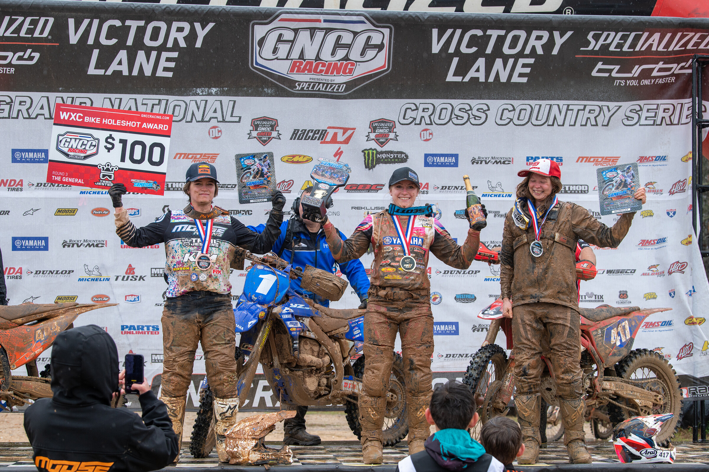 The Specialized General Bike Podium: Archer (center), Gutish (right) and Steede (left) rounding out the WXC top three.