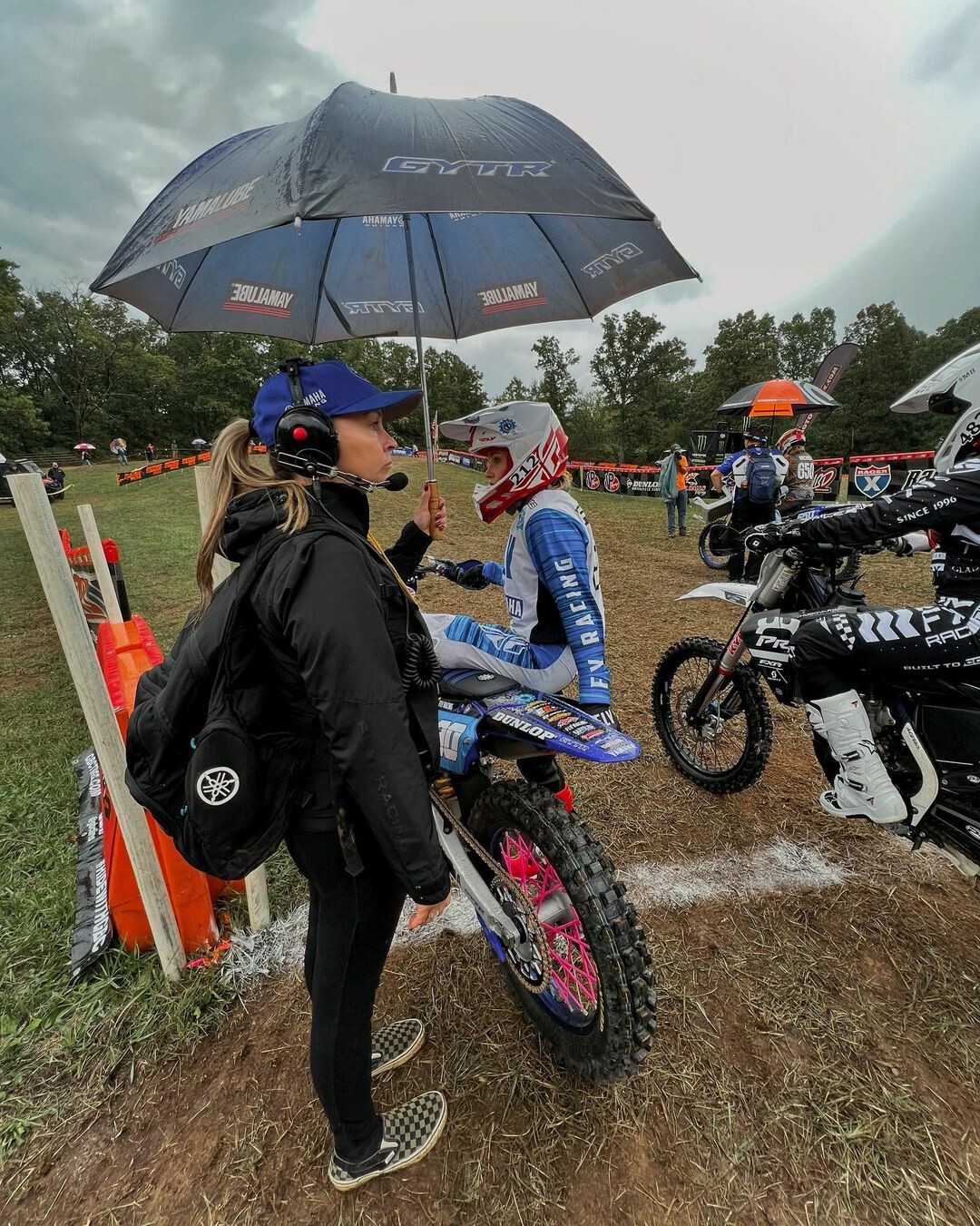 Emily with Prestin at the start of her WXC race.