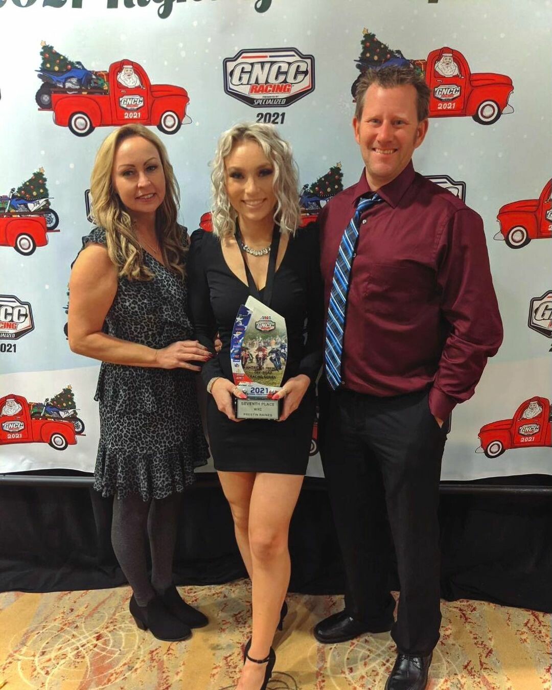 Emily, Prestin and Jason at the GNCC Banquet in 2021.