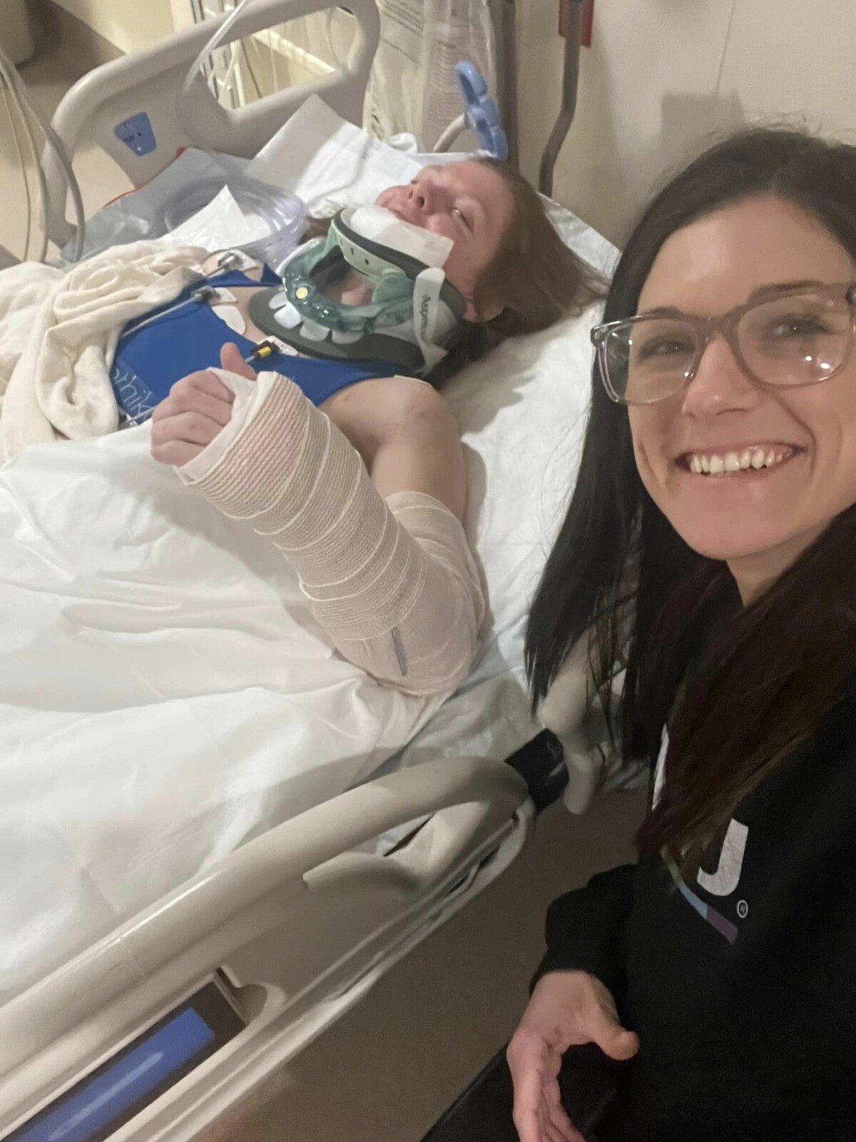 Allie by Tayla's side after her accident on News Years Day.