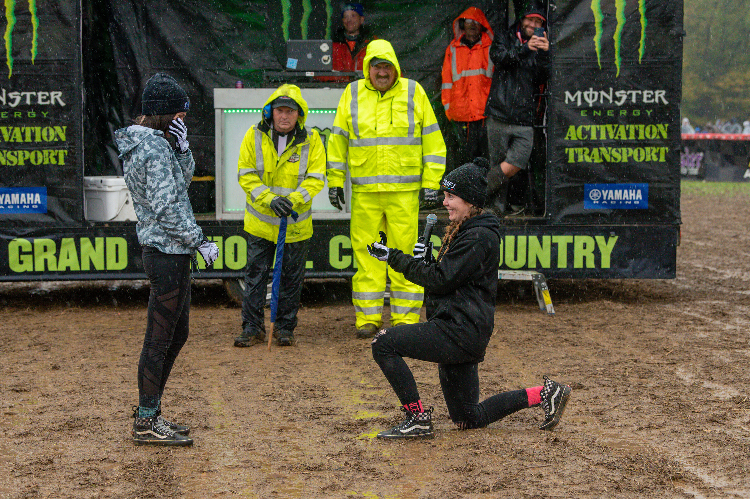 Allie and Tayla's proposal at the Ironman GNCC.