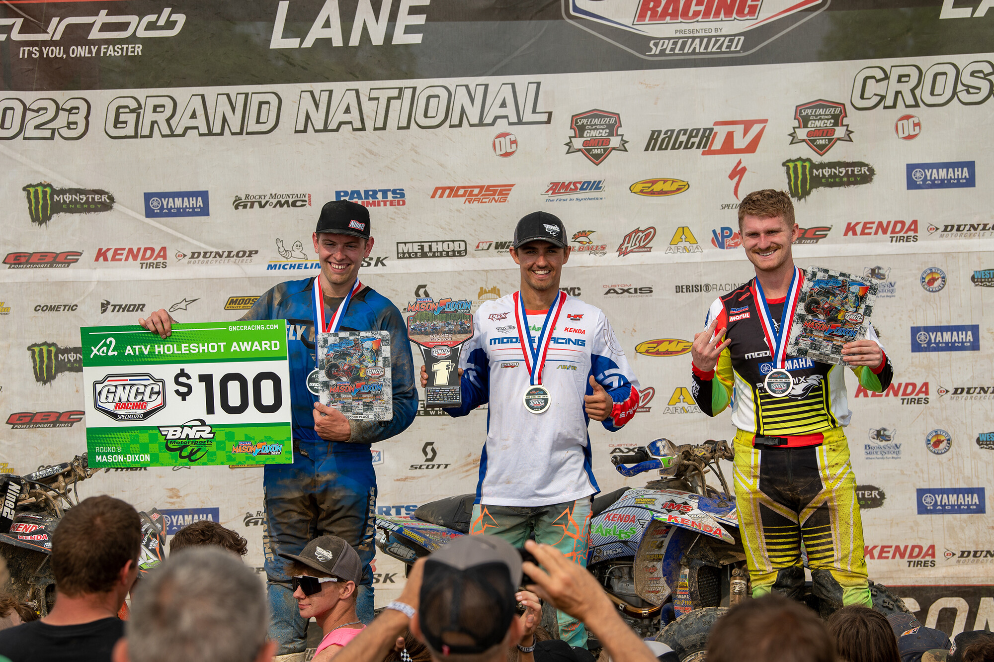 Steve Harrell (center), Tanner Walker (left) and Grayson Eller (right) rounded out the top three XC2 finishers.