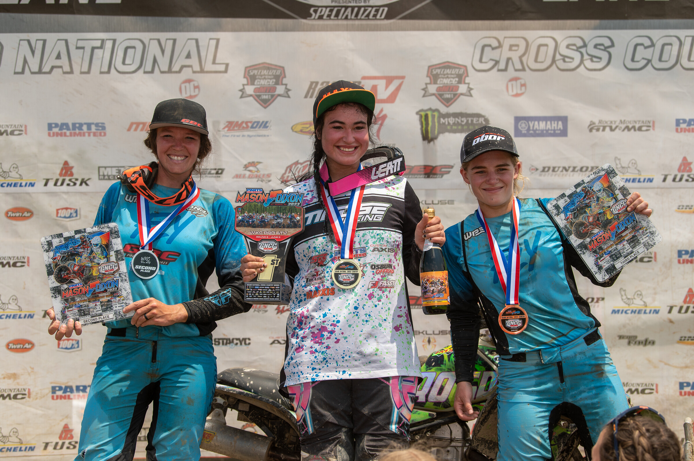 Chloe Harper (center), Jessica Elioff (left) and Hannah Hunter (right) rounded out the top three WXC ATV finishers.