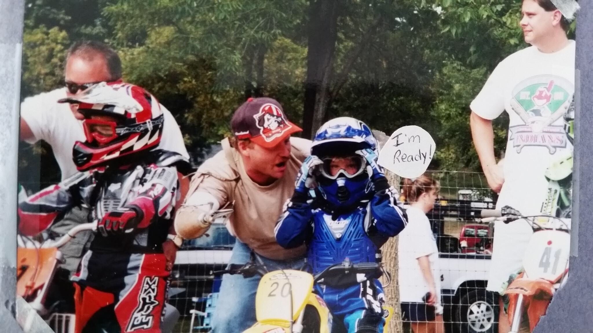 Jessica as a child getting ready to race!