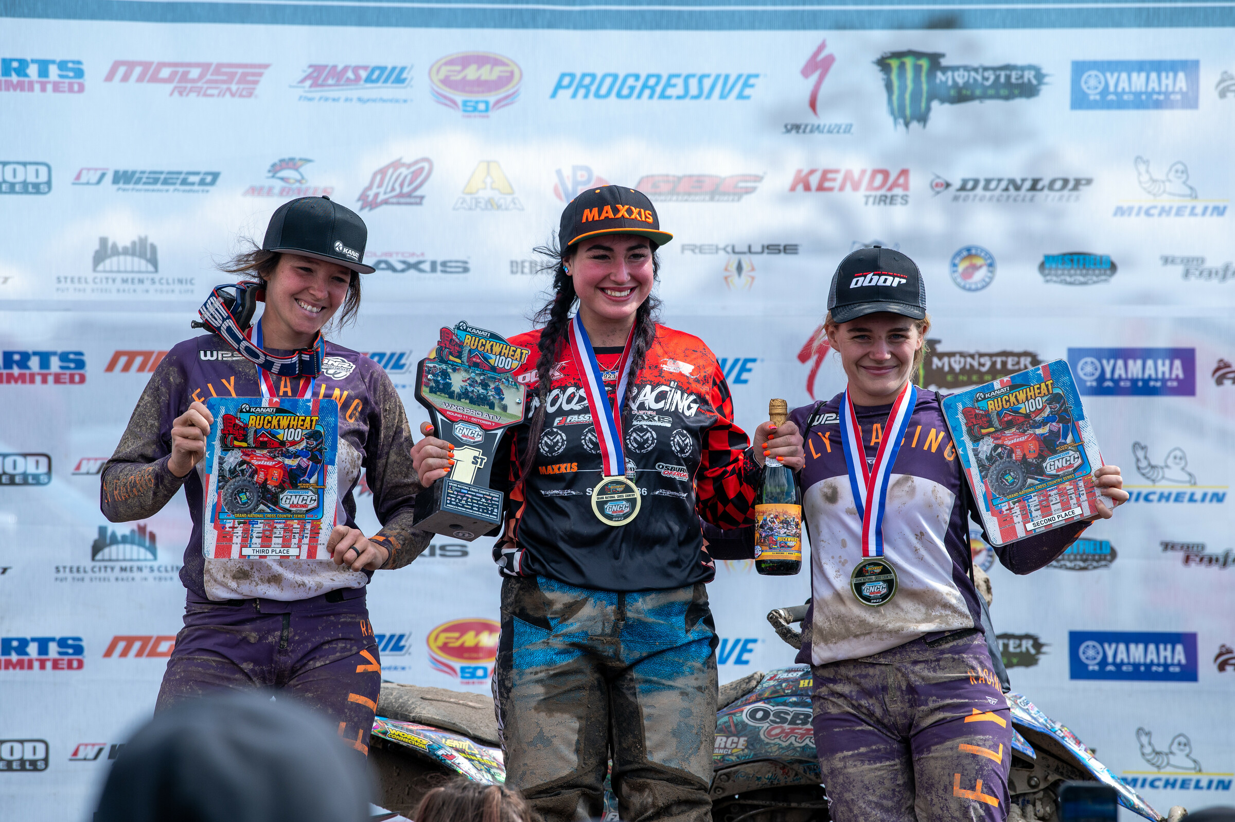 Chloe Harper (center), Hannah Hunter (right) and Jessica Elioff (left) rounded out the WXC ATV top three finishers.