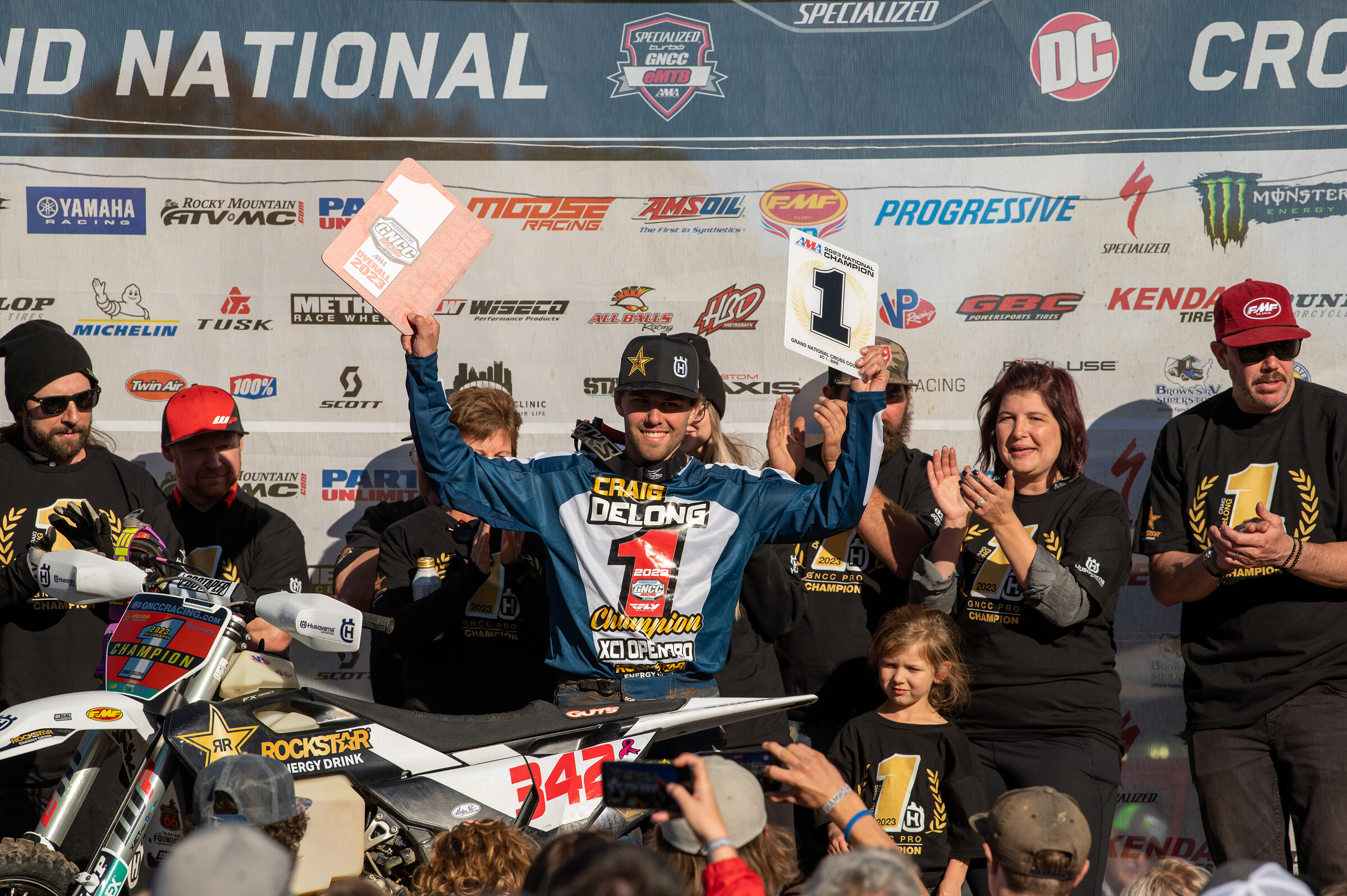 Craig DeLong (Rockstar Energy Husqvarna Factory Racing) clinched his first-ever XC1 Open Pro GNCC National Championship at the Yamaha Racing Ironman GNCC.