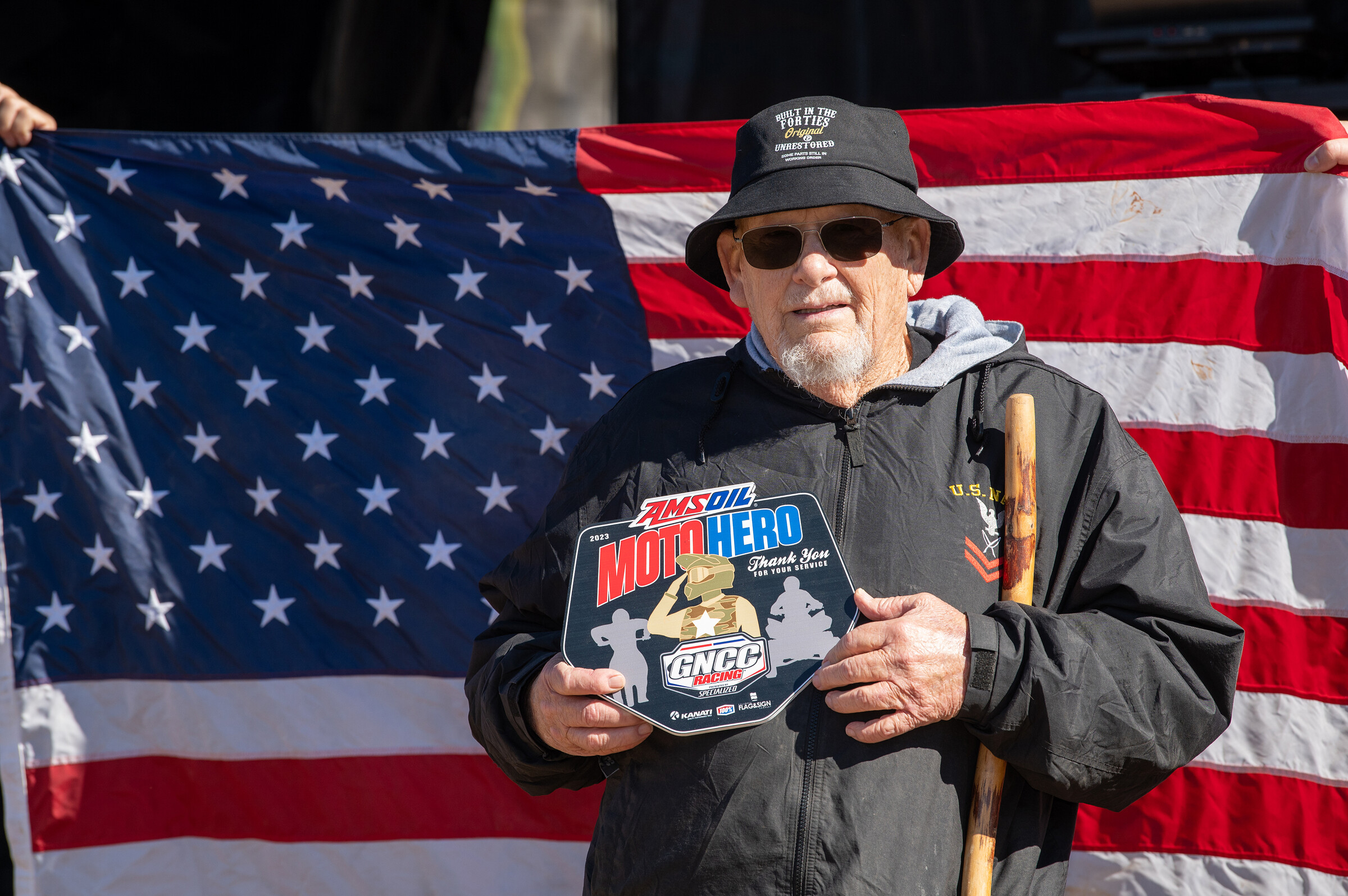 Charles Stout was honored as the AMSOIL Moto Hero on Sunday.