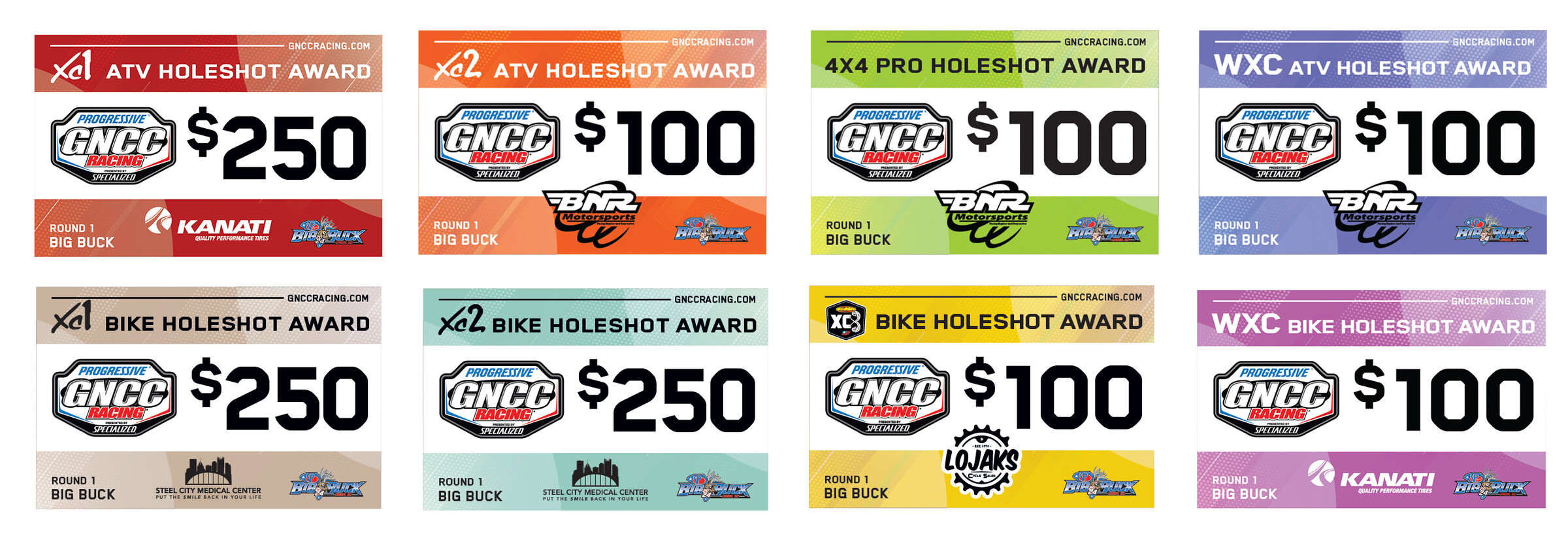 Thank you to Steel City Medical Clinic, BNR Motorsports, Kanati Tires and Lojak Cycle Sales for sponsoring eight holeshot awards in 2024.
