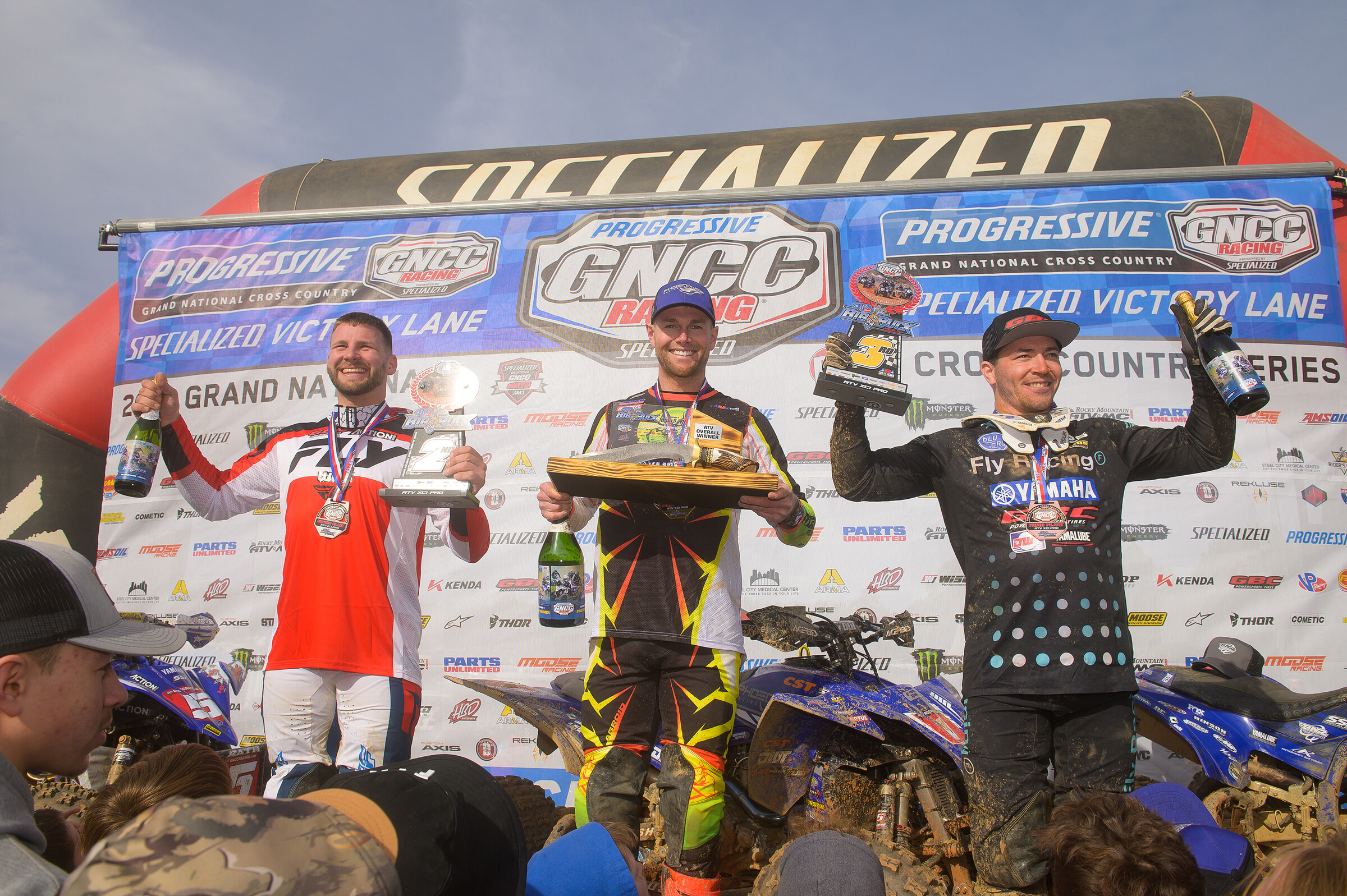 VP Racing Fuels Big Buck Top Three Finishers: Brycen Neal (center), Josh Merritt (left) and Walker Fowler (right).