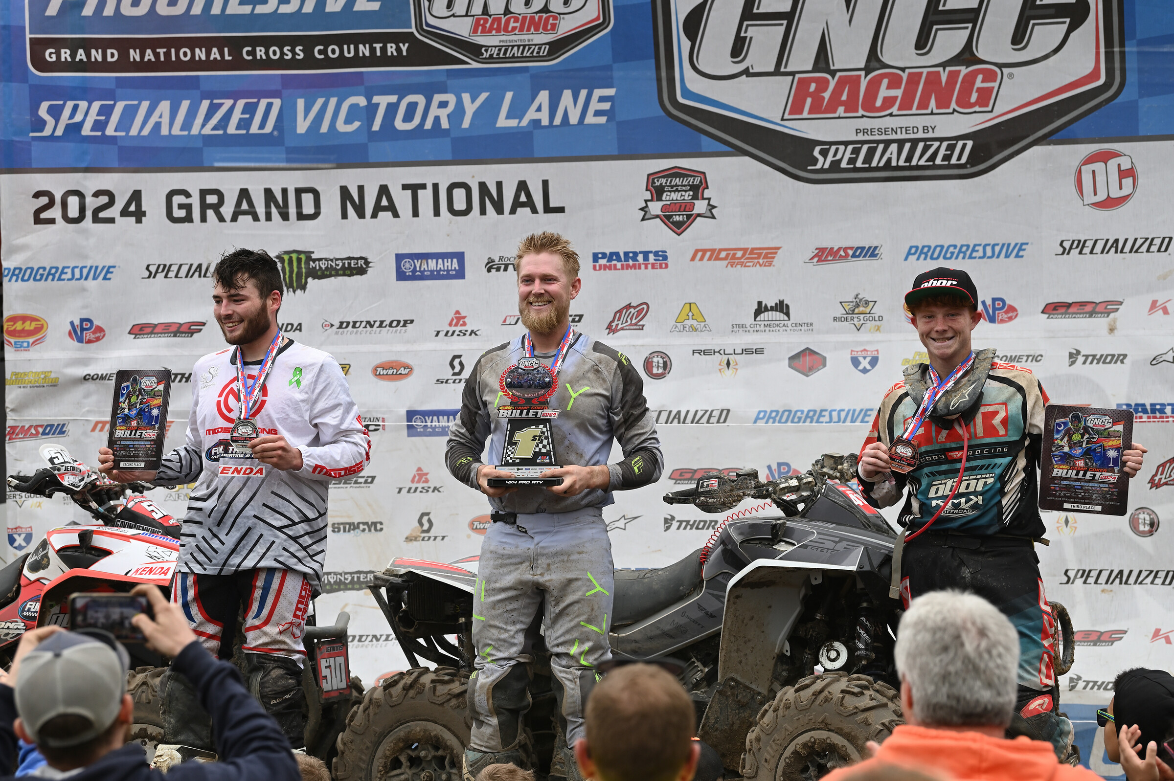Branson Solesbee (center) earned the 4x4 Pro class win, while Gavin Jenkins (left) and Kaden Wharff (right) rounded out the top three 4x4 Pro finishers.