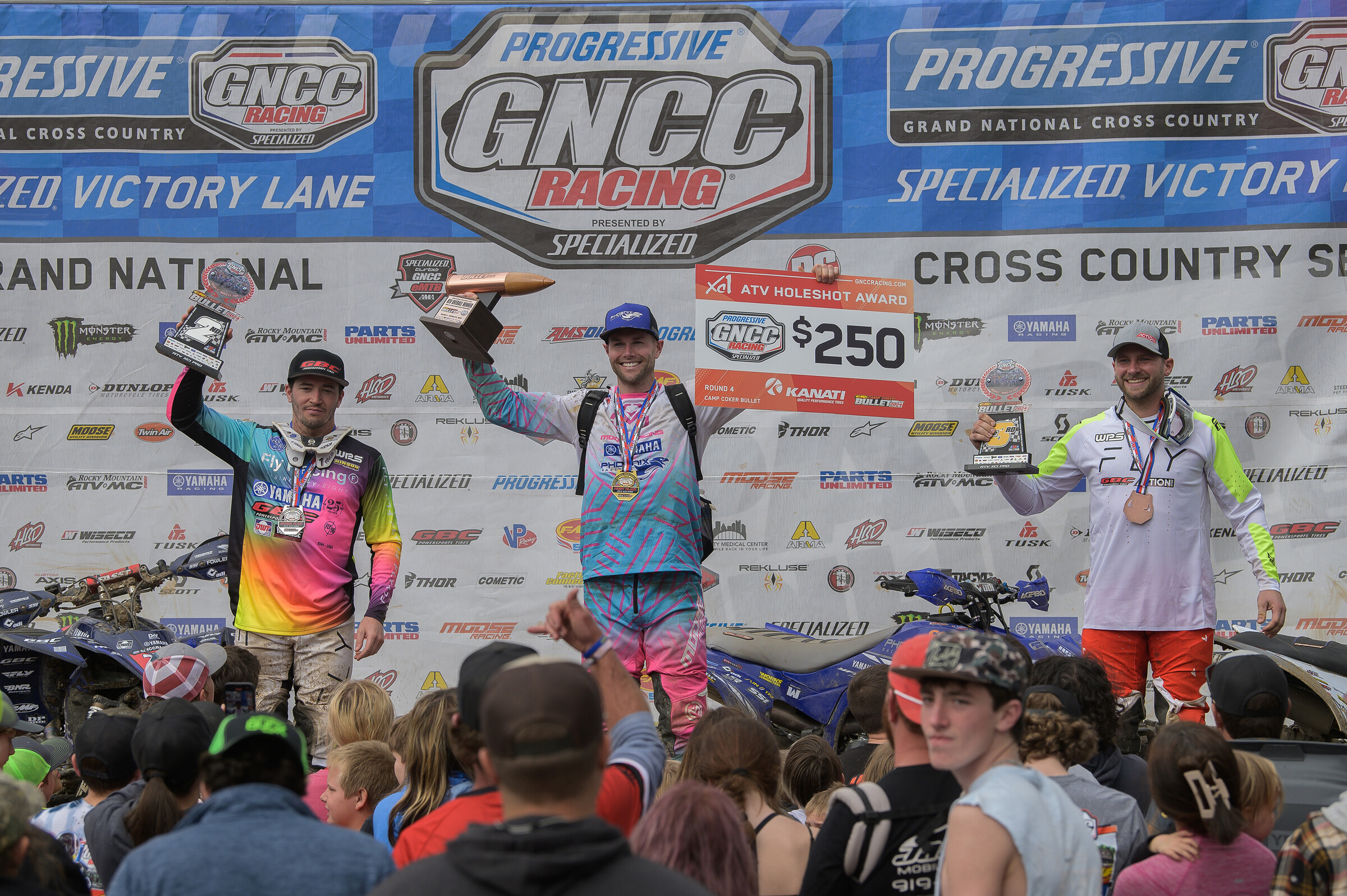 FMF Camp Coker Bullet Top Three Overall: Brycen Neal (center), Walker Fowler (left) and Josh Merritt (right).