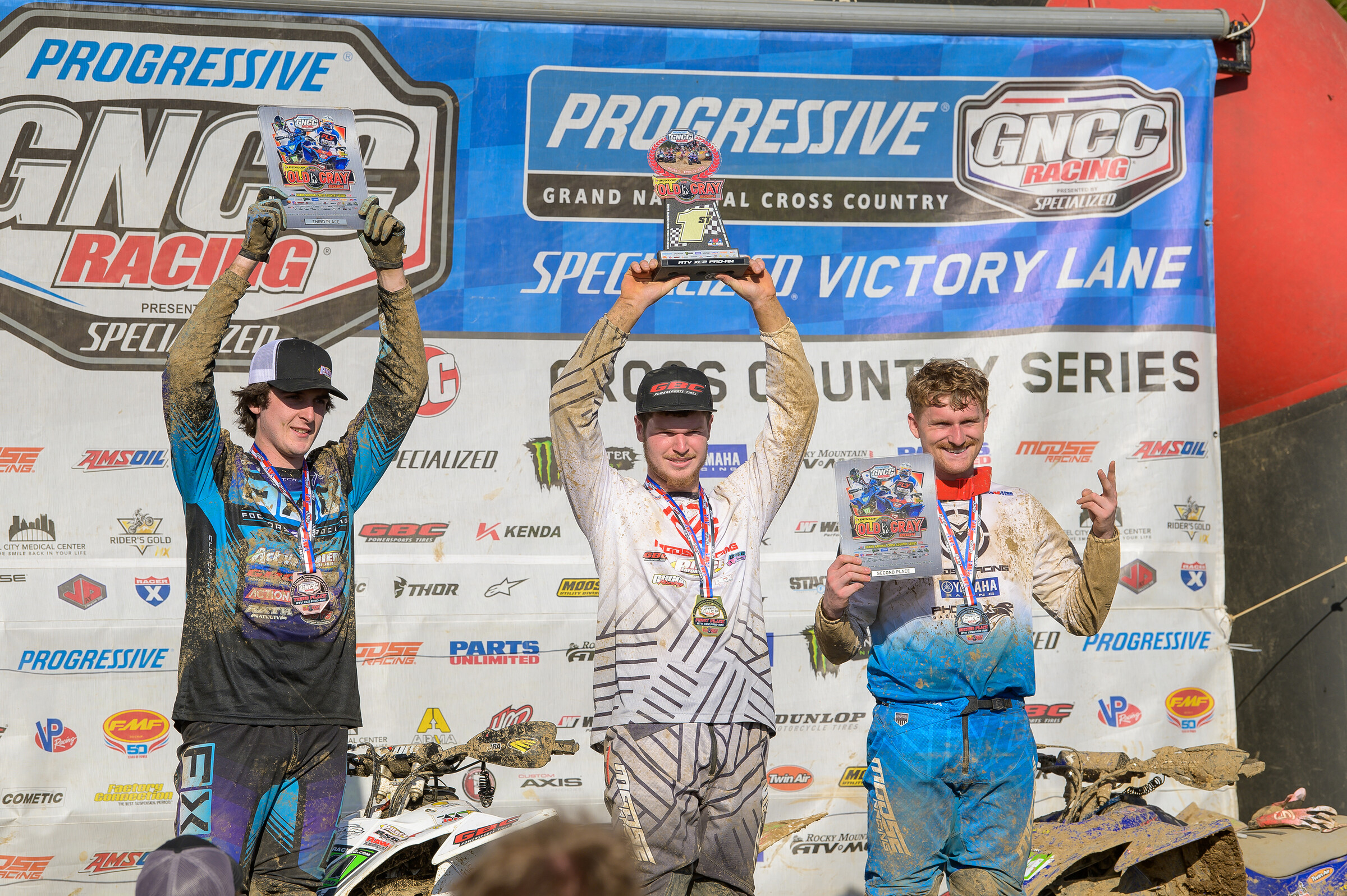 Alex Thieman (center) Grayson Eller and James Glauda would round out the XC2 Pro-Am podium in Tennessee at The Old Gray.