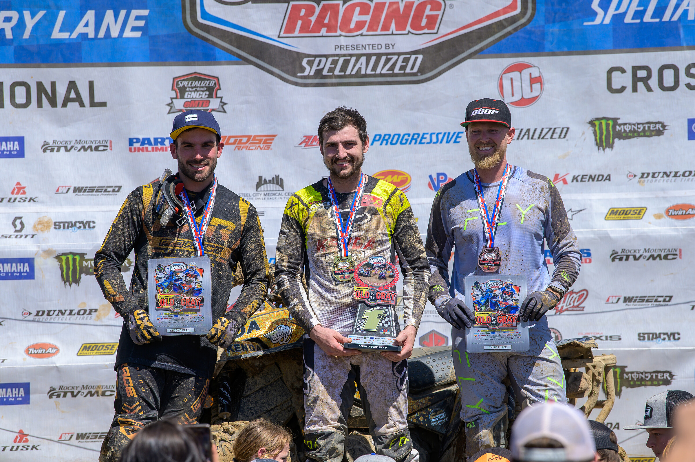 Cody Collier (center) earned the 4x4 Pro win, while Braden Reed (left) and Branson Solesbee (right) rounded out the top three finishers.
