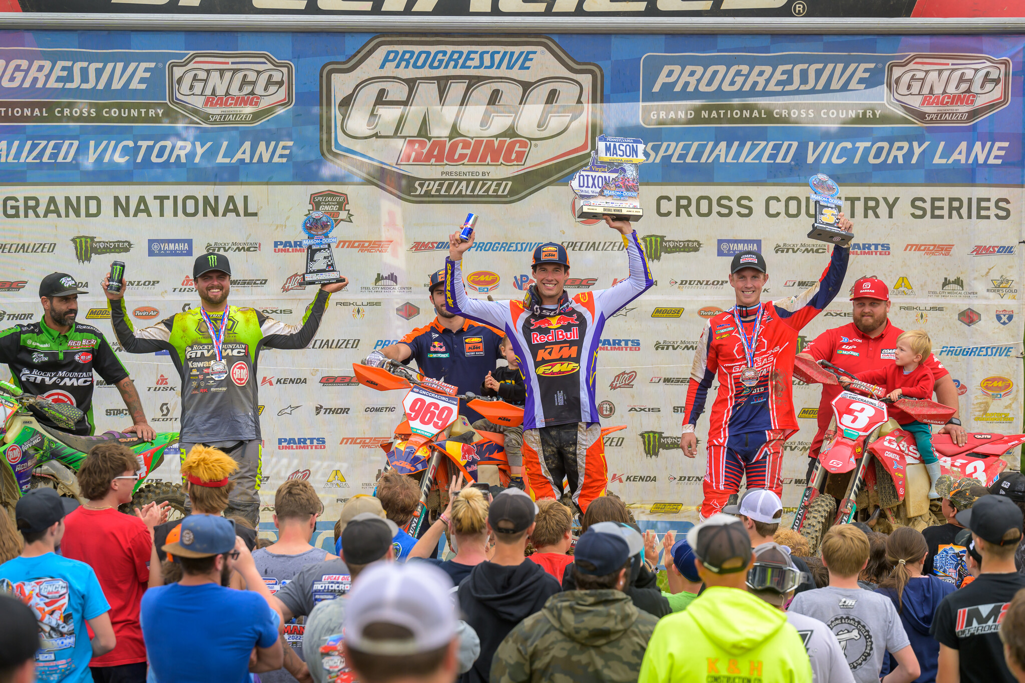 Parts Unlimited Mason-Dixon XC1 Open Pro top three: Johnny Girroir (center), Steward Baylor (left) and Jordan Ashburn (right).