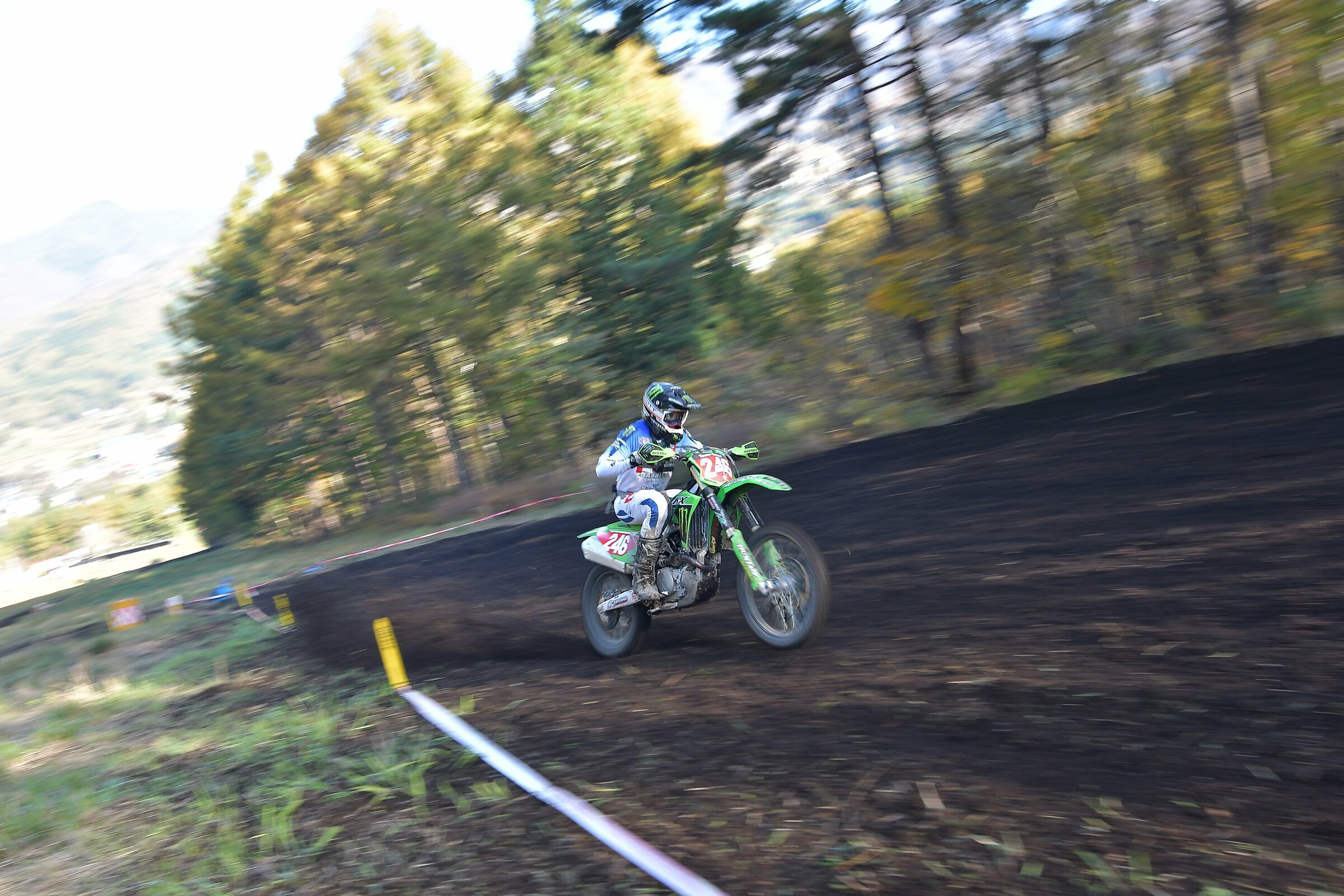 Nick DeFeo climbs one of the ski slopes.