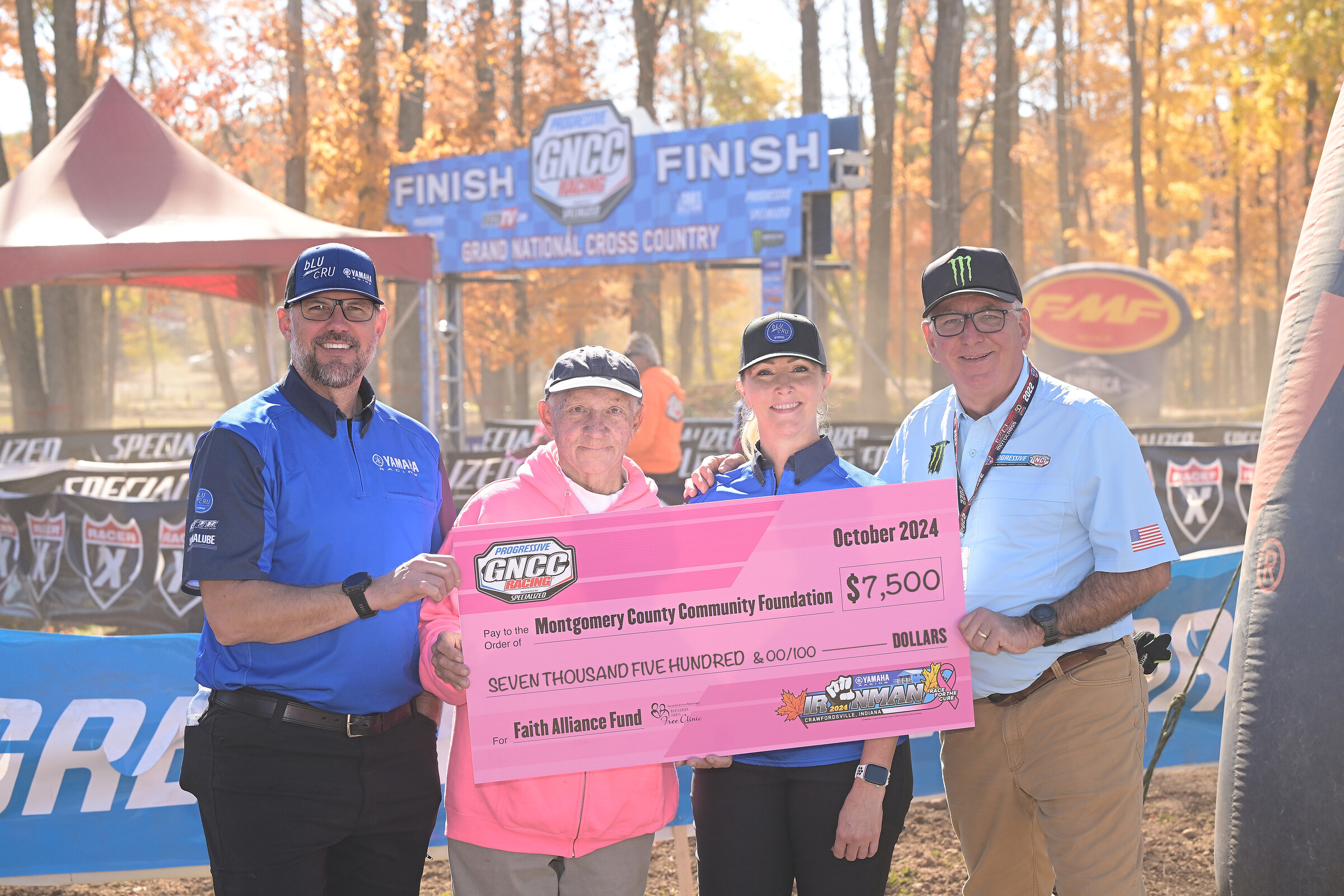 GNCC Racing and its contributing partners raised $7,500 at the Yamaha Racing Ironman GNCC to donate to the Montgomery County Community Foundation.